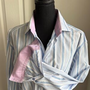 Bertigo Men's Blue Striped Shirt